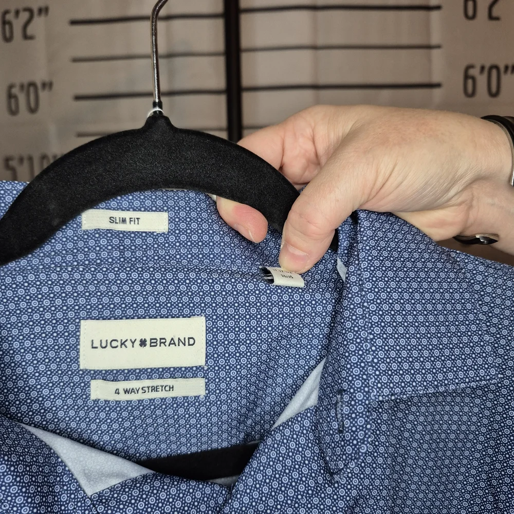 Lucky Brand Men's Blue Geometric Button-Down Shirt 464/1004